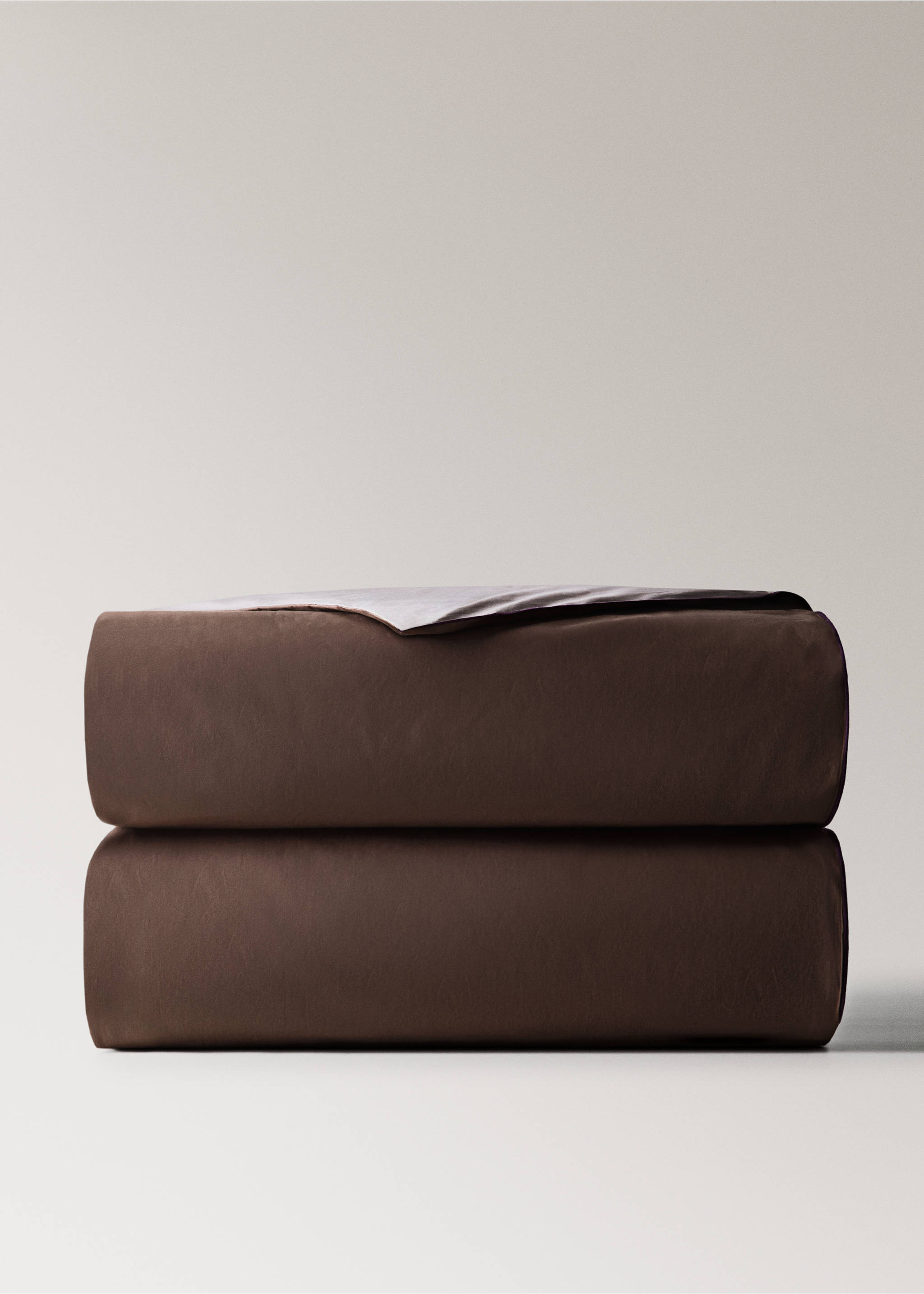 100% cotton percale duvet cover for 150/160 cm bed - Details of the article 3, Brown. Ref: 37012984-00.