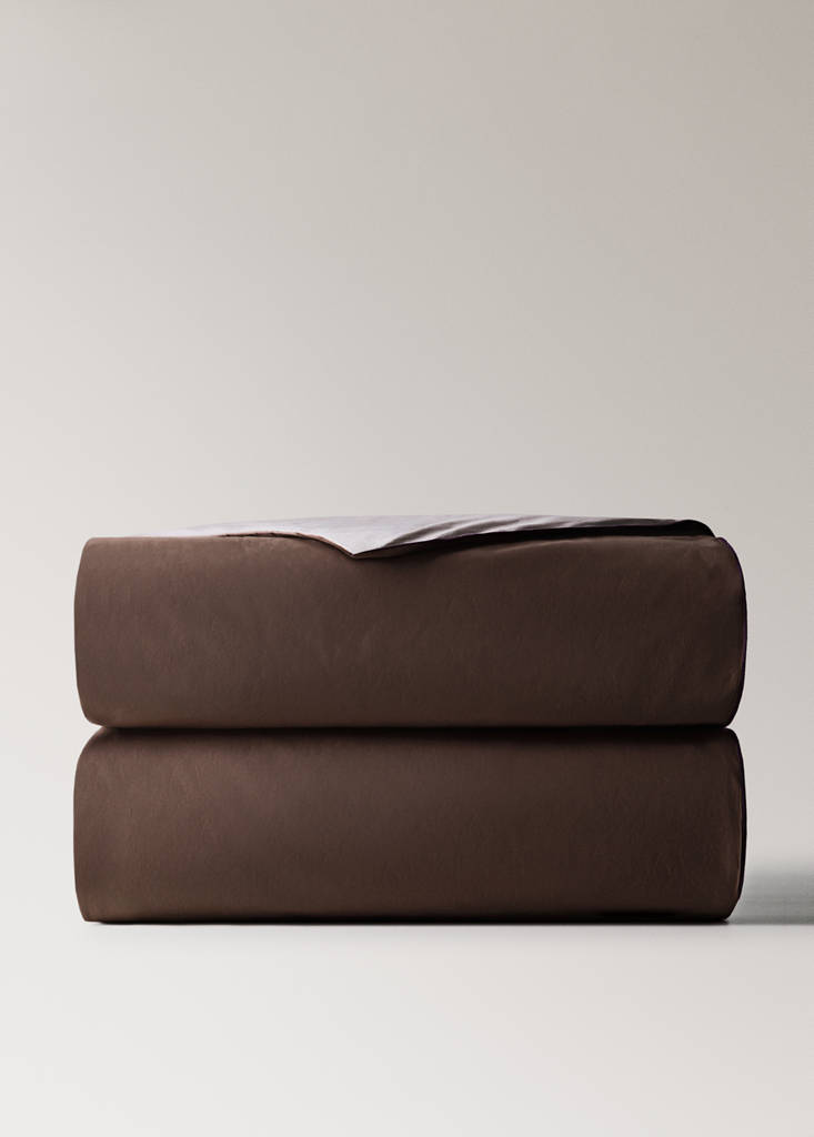 Reversible duvet cover for 180/200cm bed — Brown