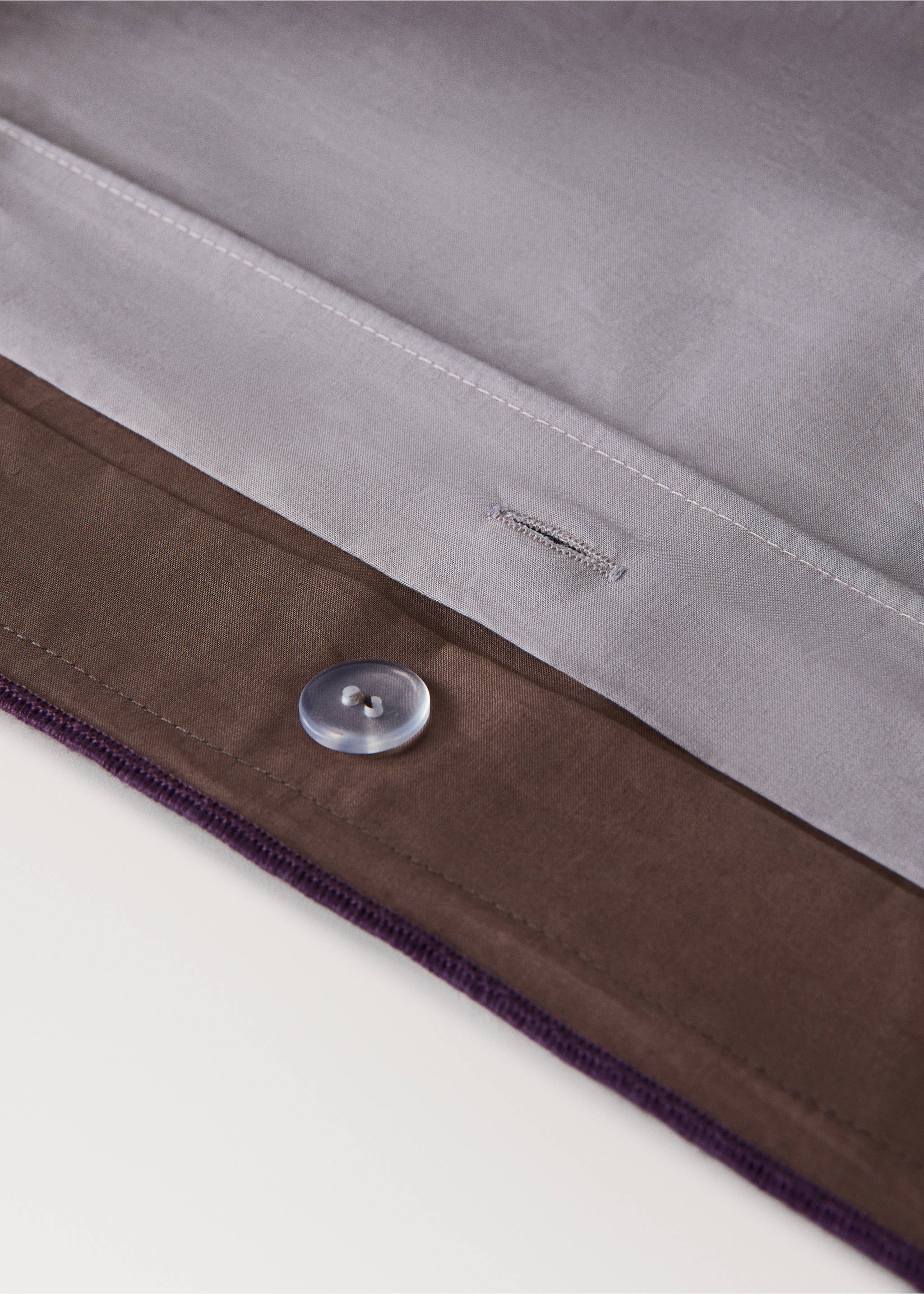Reversible cotton percale duvet cover reversible bed 200 cm - Details of the article 2, Brown. Ref: 37012986-00.