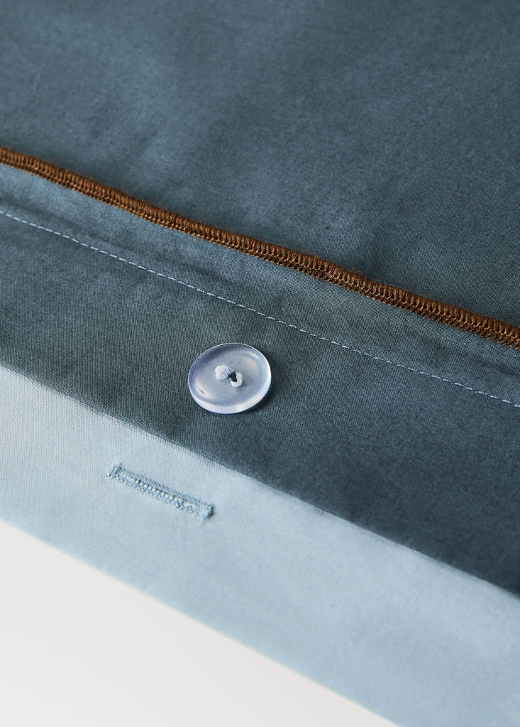 Reversible cotton percale duvet cover reversible bed 200 cm — Petrol Blue