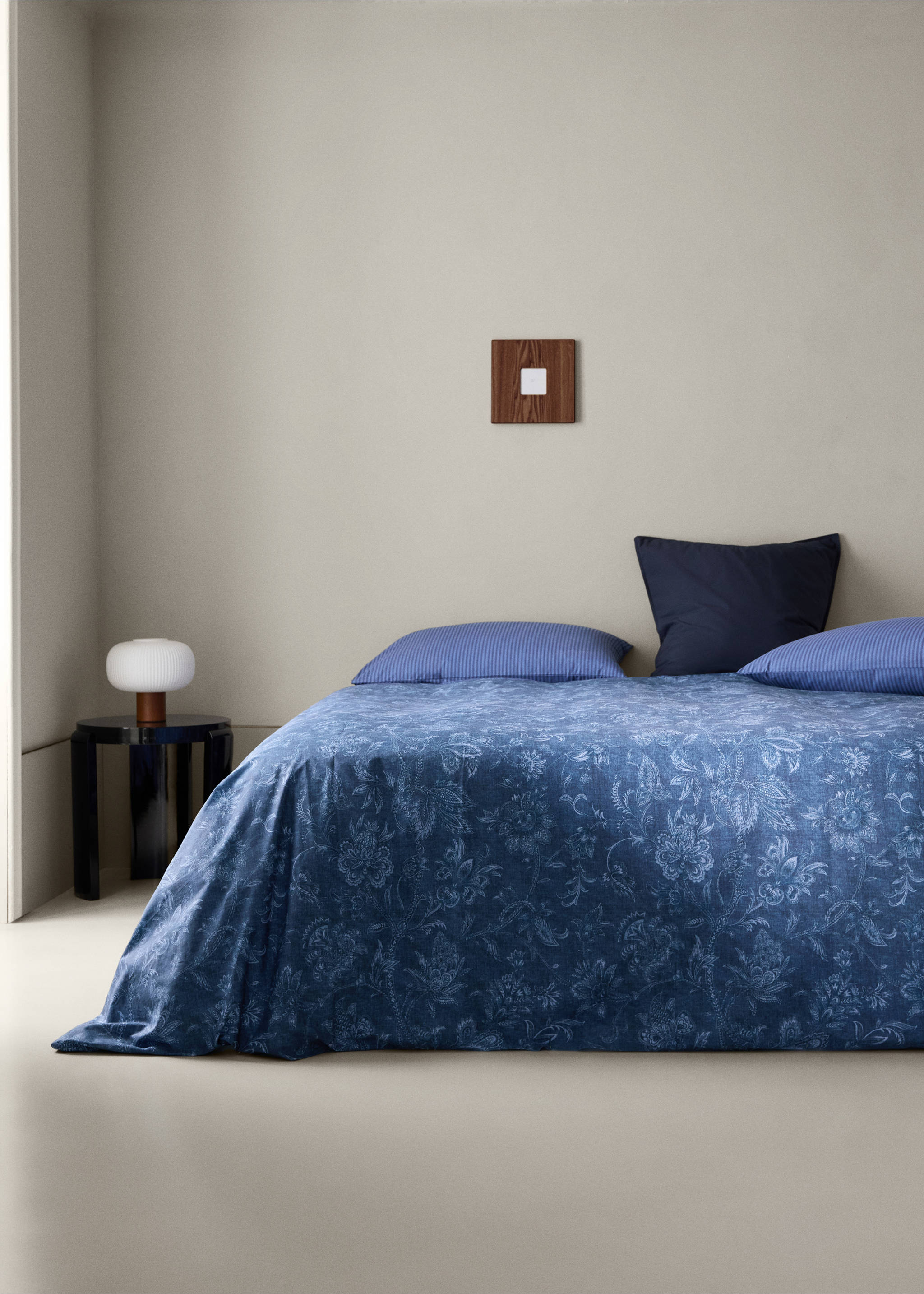 100% cotton percale duvet cover for 90 cm bed - General plane, Indigo Blue. Ref: 37012987-00.