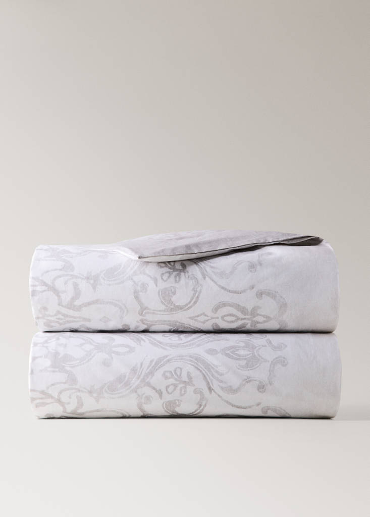 Percale cotton duvet cover with ornamental print Superking bed — Sand
