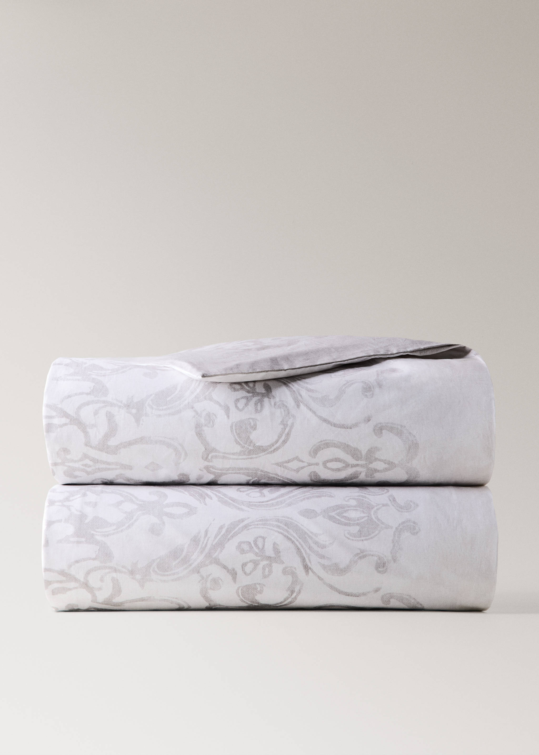 Percale cotton duvet cover with ornamental print Queen bed - Article without model