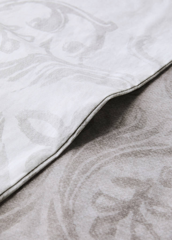 Percale cotton duvet cover with ornamental print Single bed — Sand
