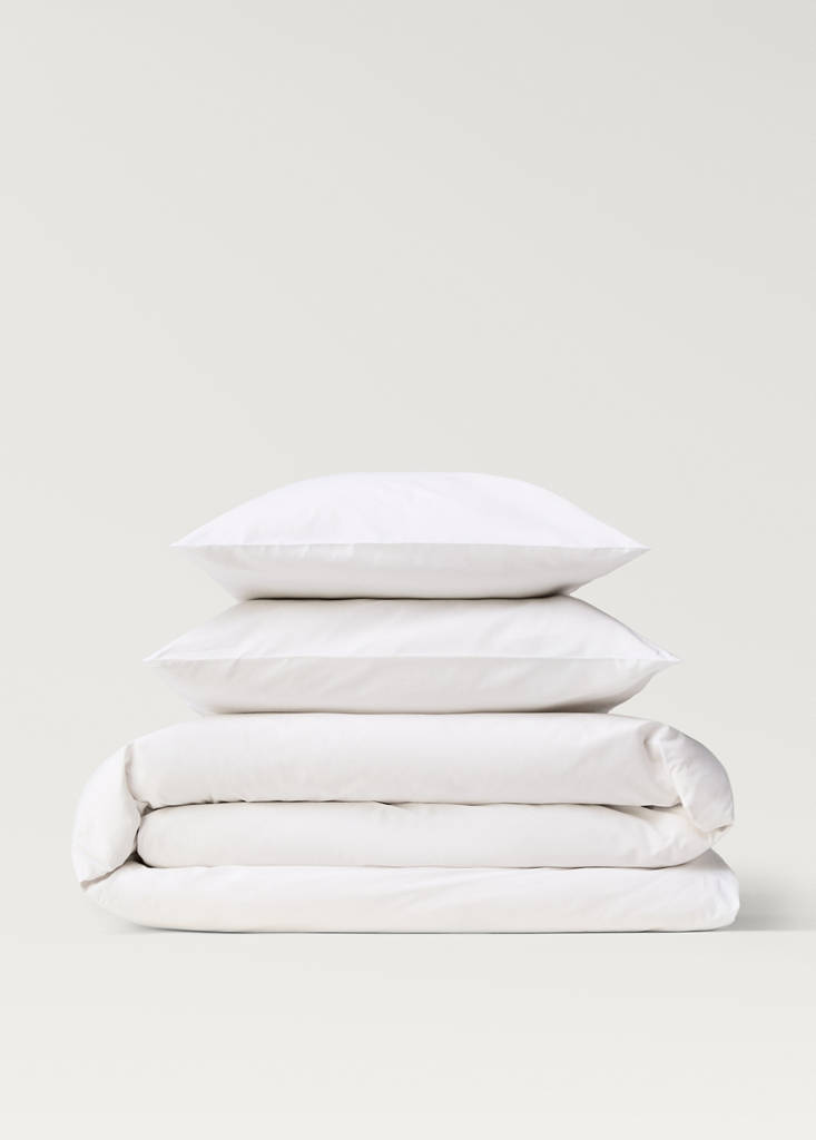 Percale cotton duvet cover Single bed — White