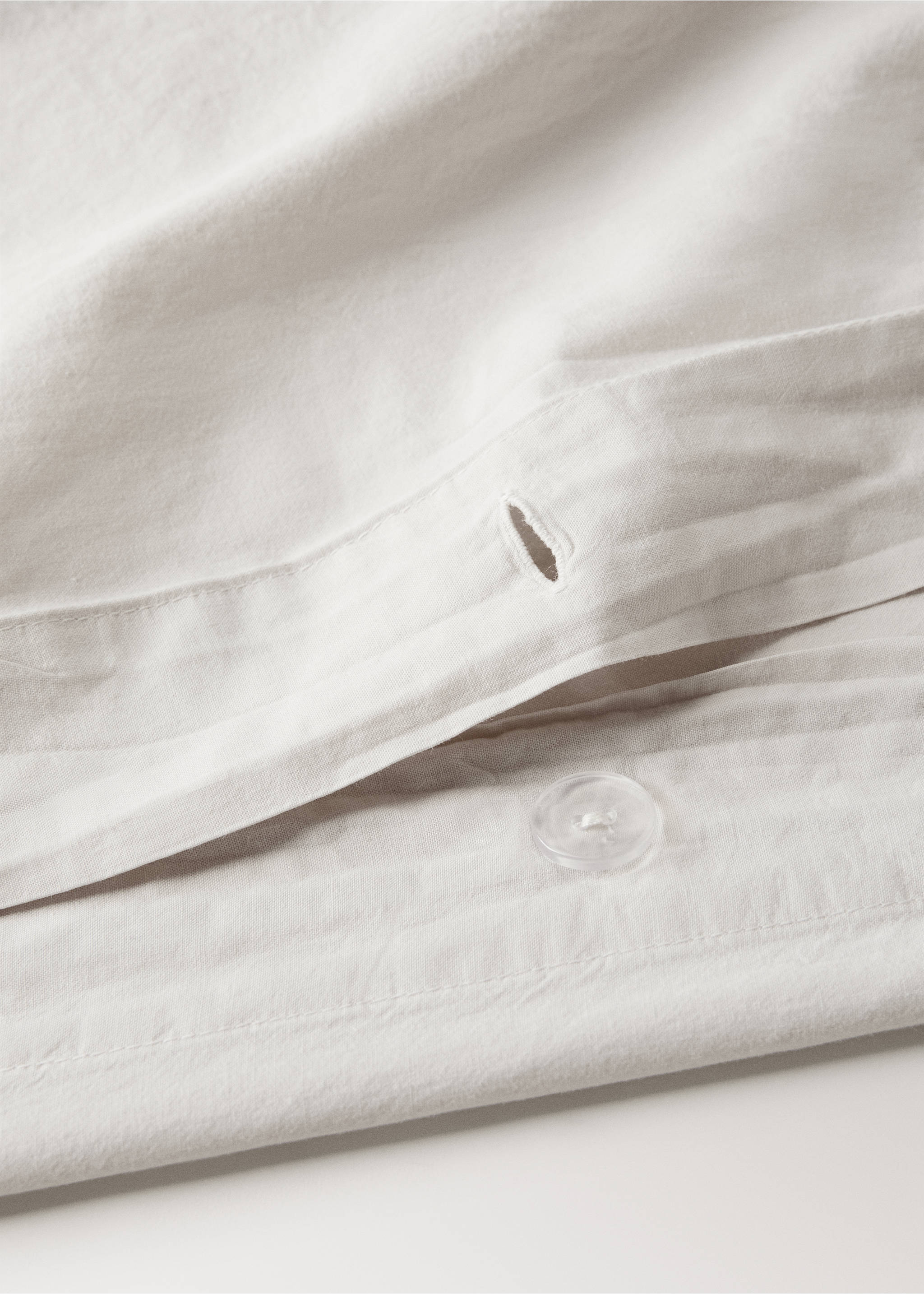 Washed-cotton duvet cover Single bed - Details of the article 2, Sand. Ref: 37013086-00.