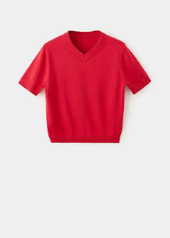 V-neck knit sweater — Red 6