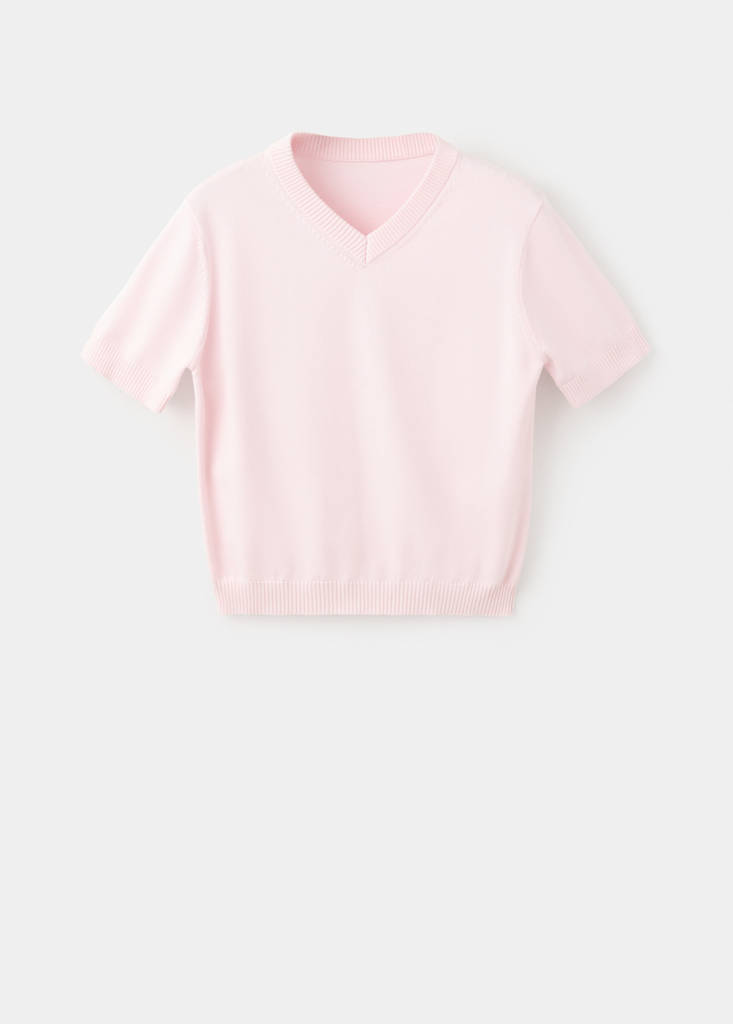 V-neck knit sweater — Light Pink