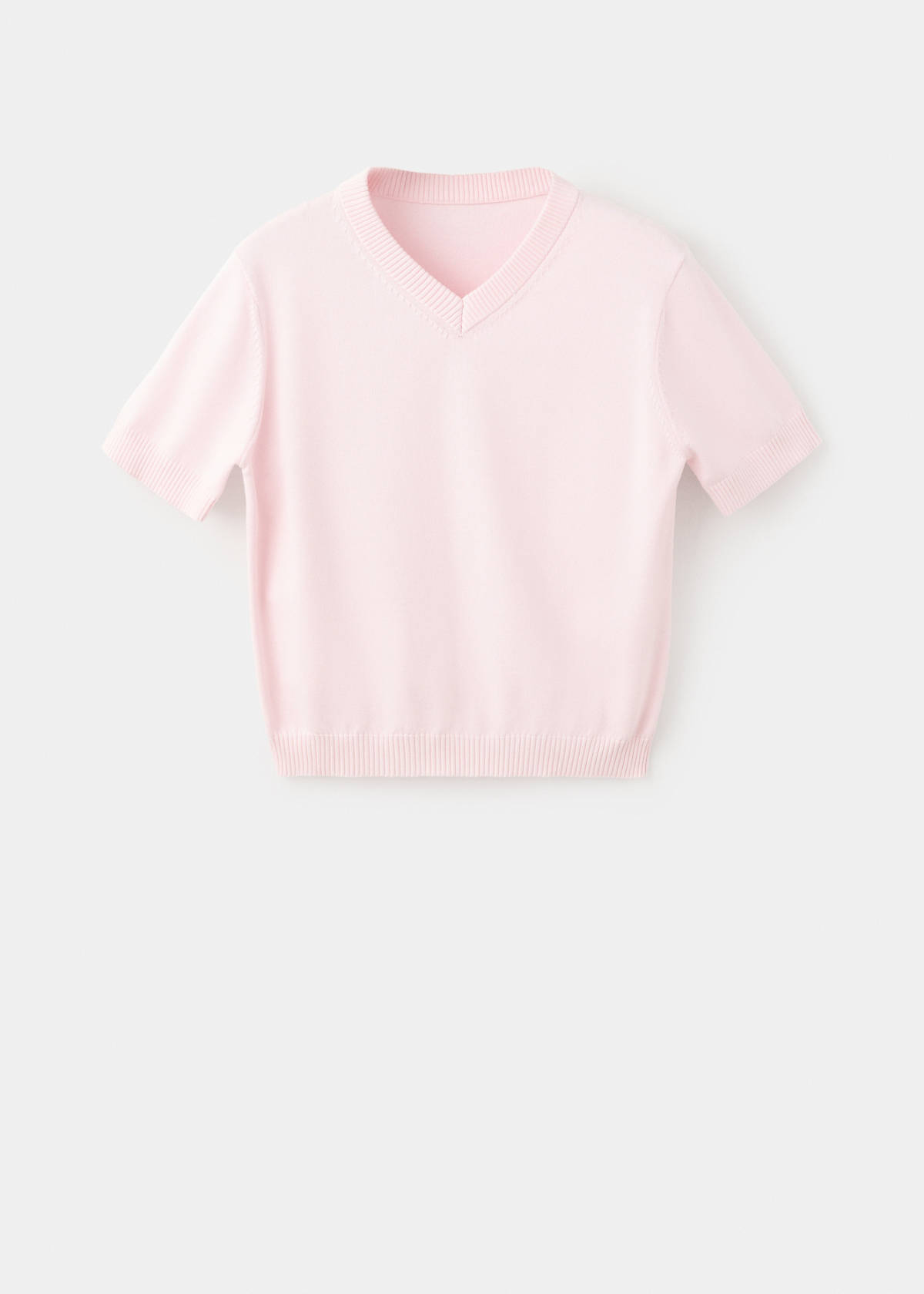 V-neck knit sweater — Light Pink