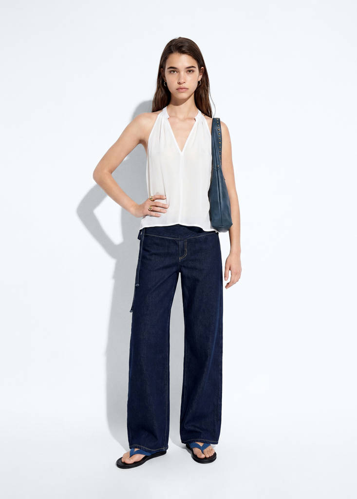 Asymetryczny lejący top złamana biel - Teen - XS - MANGO TEEN