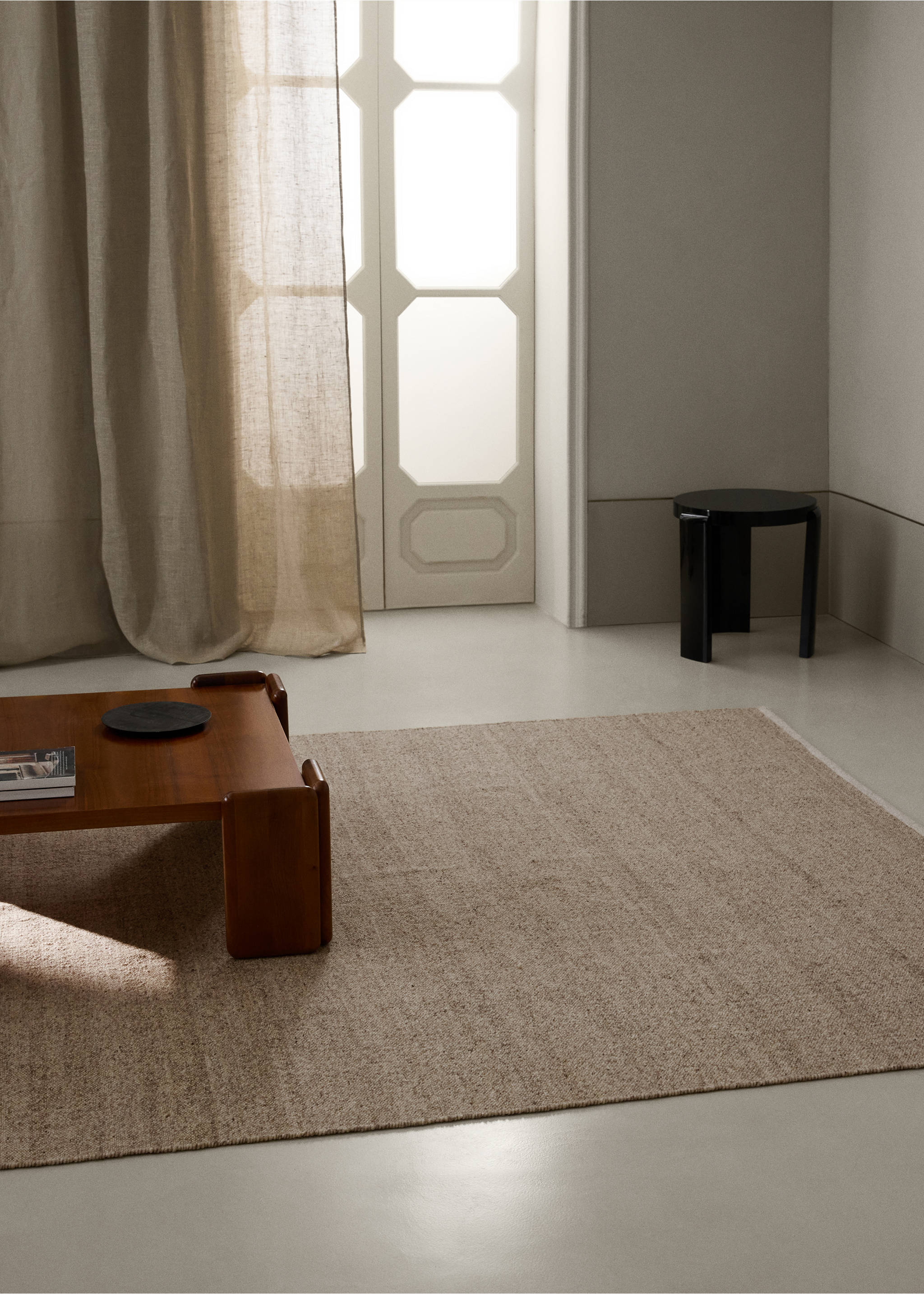 Wool and cotton carpet 200x300cm - General plane, Medium Brown. Ref: 37013280-00.