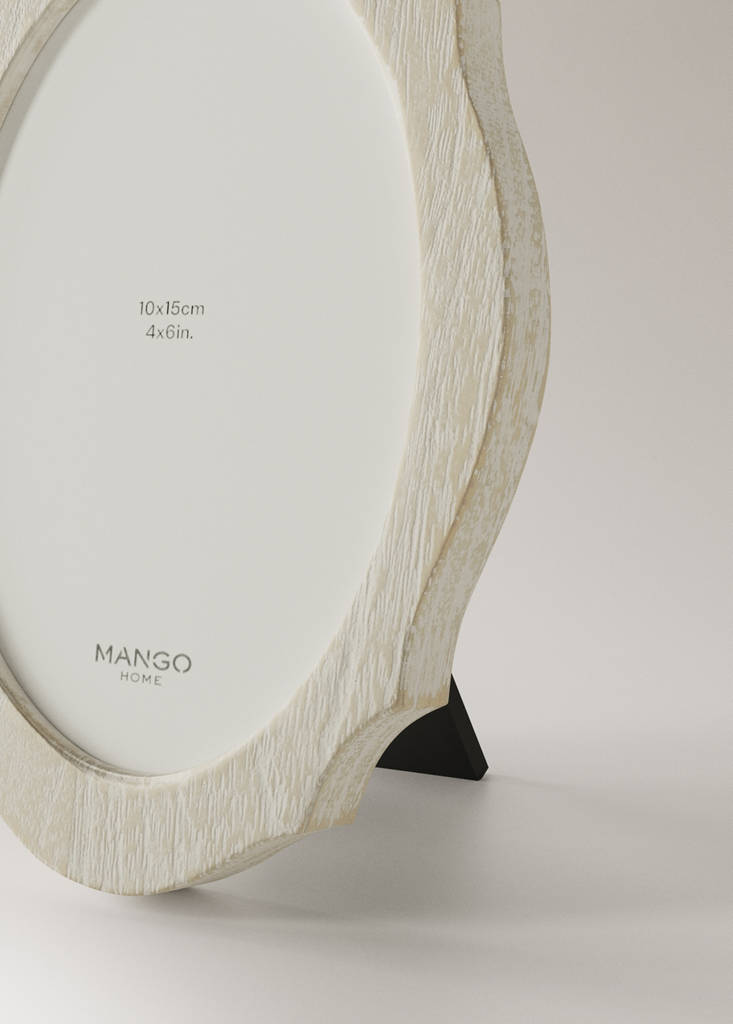 Small oval wooden photo frame — Off White