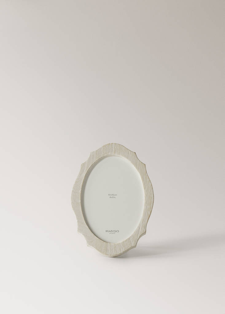 Small oval wooden photo frame — Off White