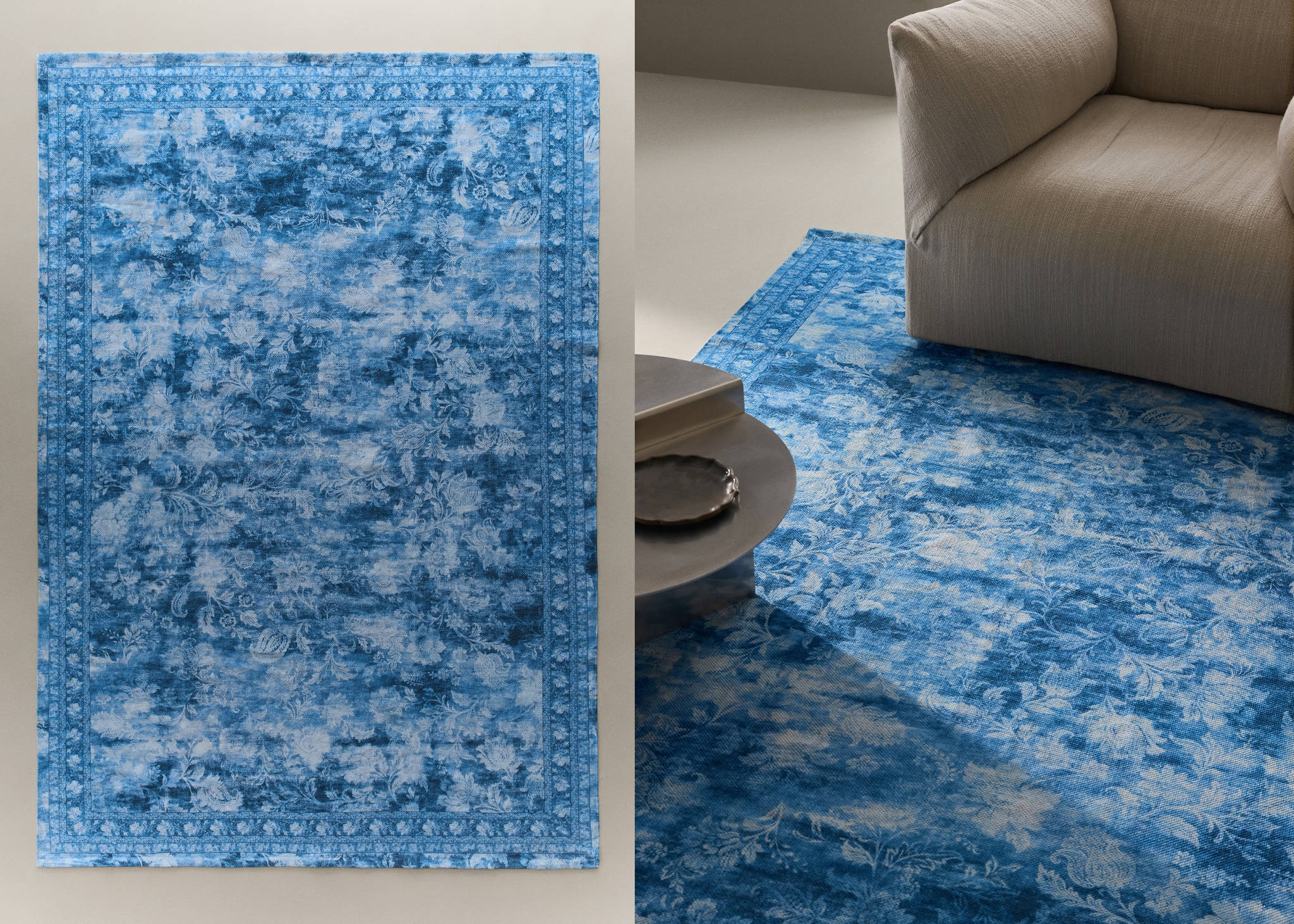 Grand tapis 100 % coton imprimé - Plan panoramique