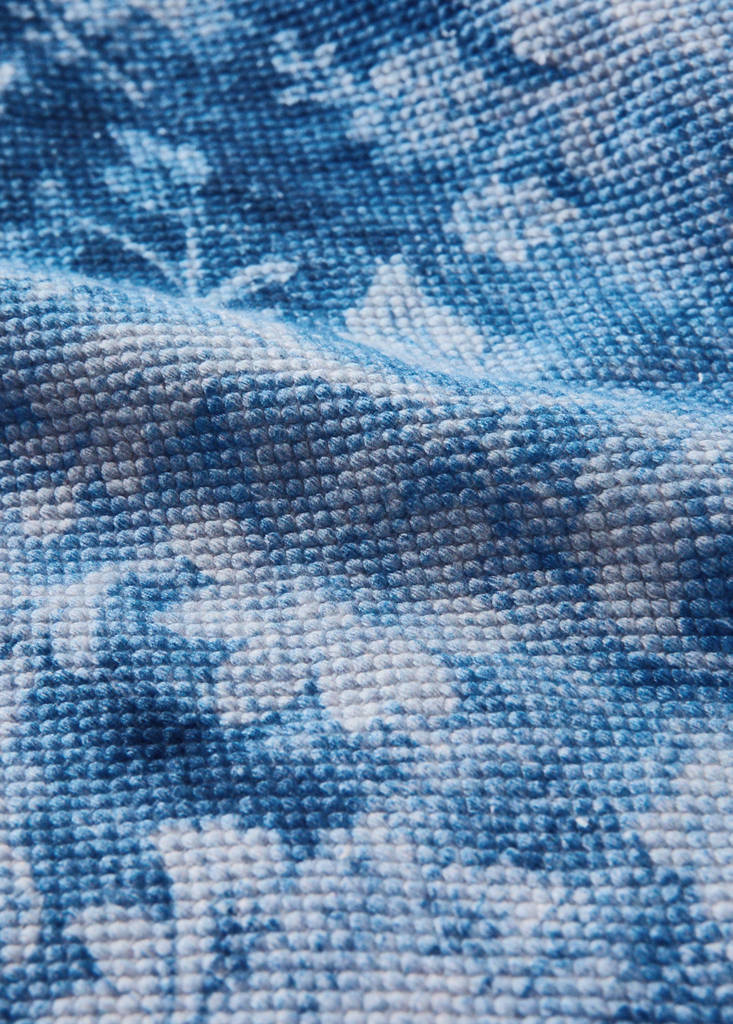 Large printed rug, 100% cotton — Blue