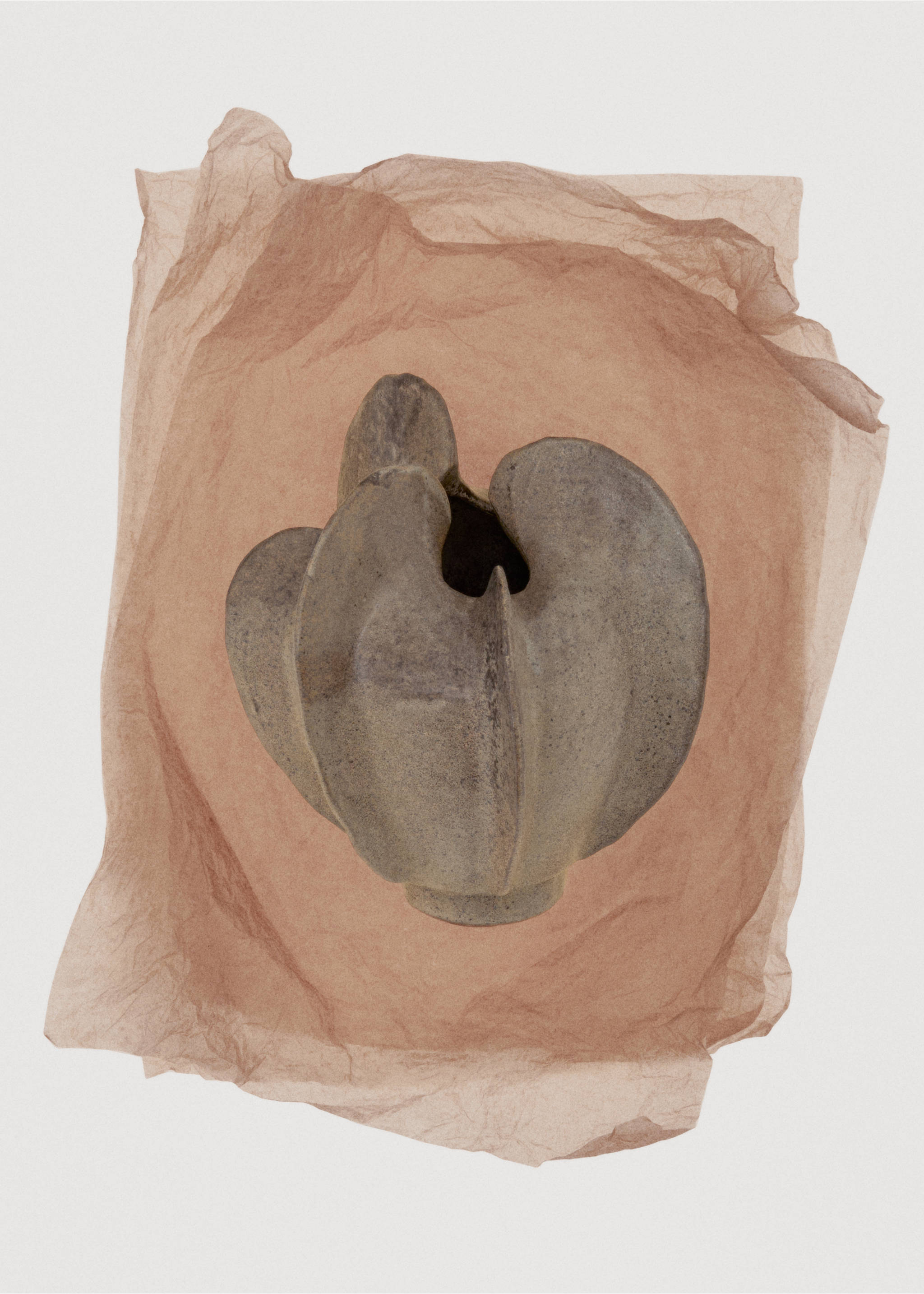 Low organic earthenware vase - Details of the article 7, Brown. Ref: 37013294-00.