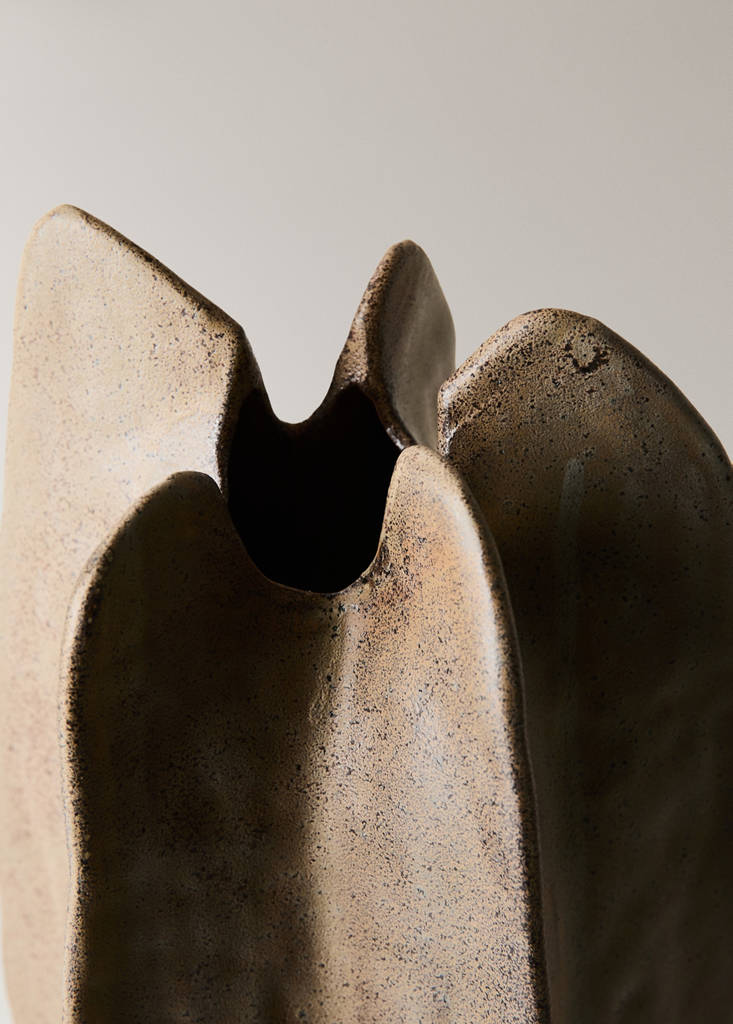 Tall organic stoneware vase — Brown