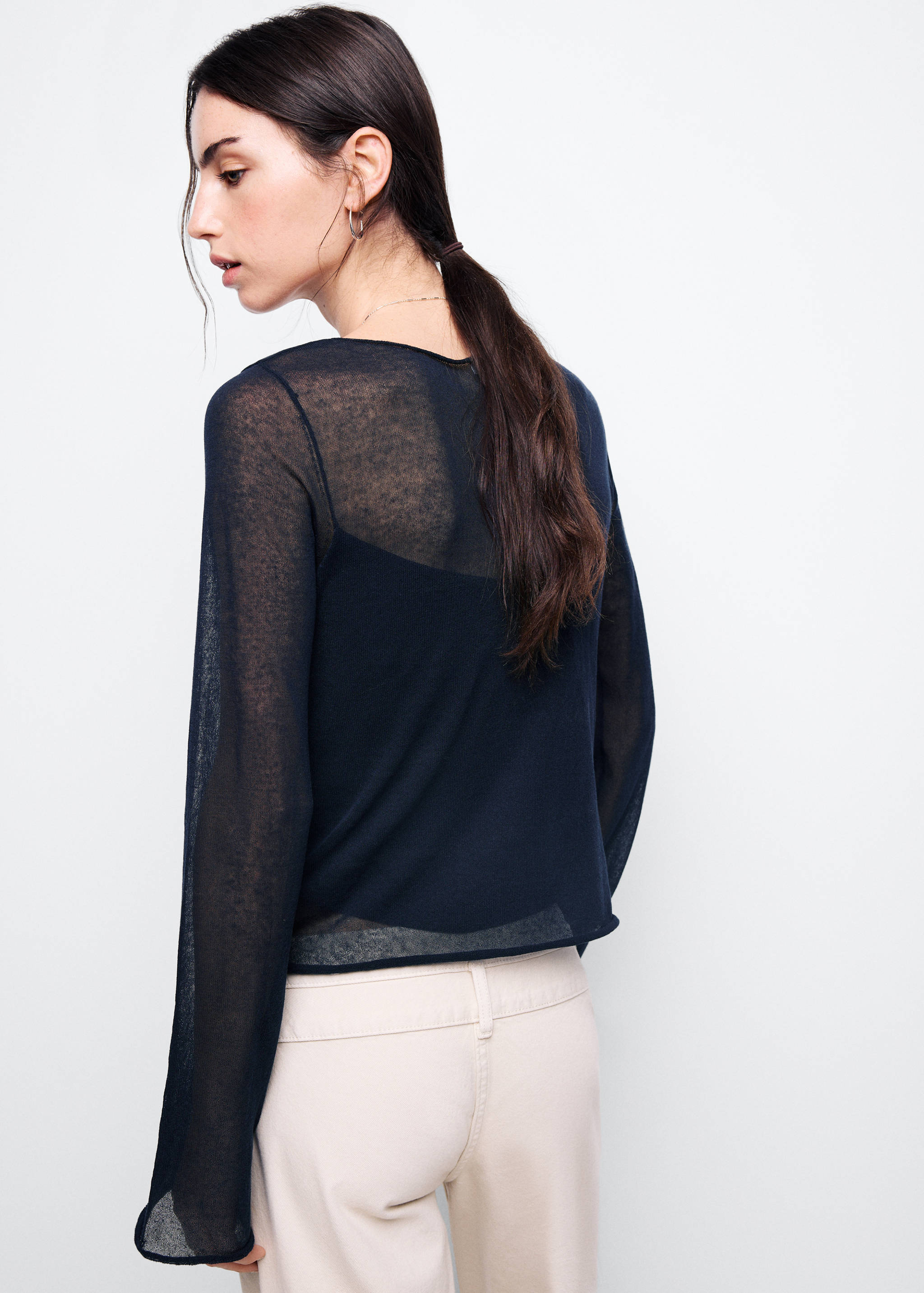 Semi-transparent cotton jumper - Reverse of the article