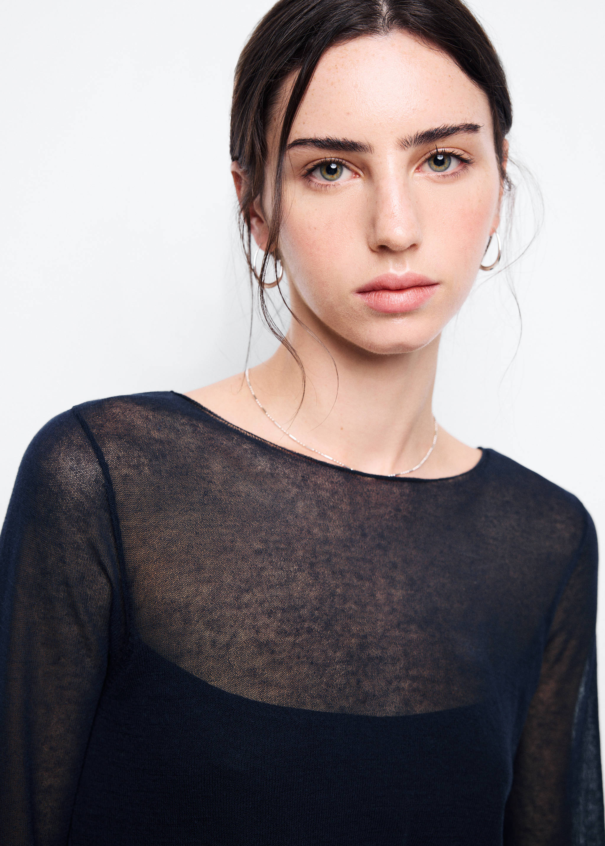 Semi-transparent cotton jumper - Details of the article 1