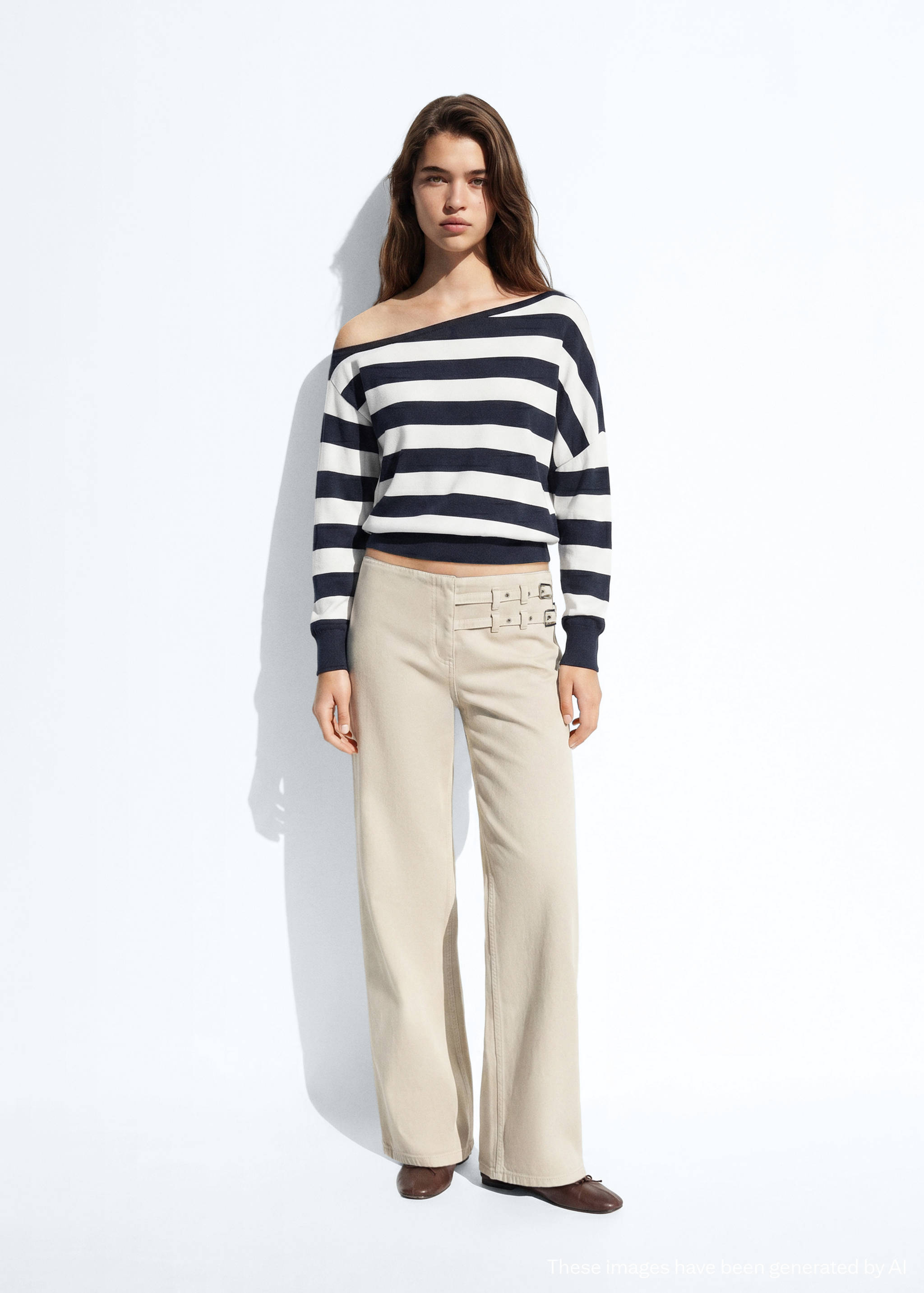 Asymmetric neckline striped jersey - General plane