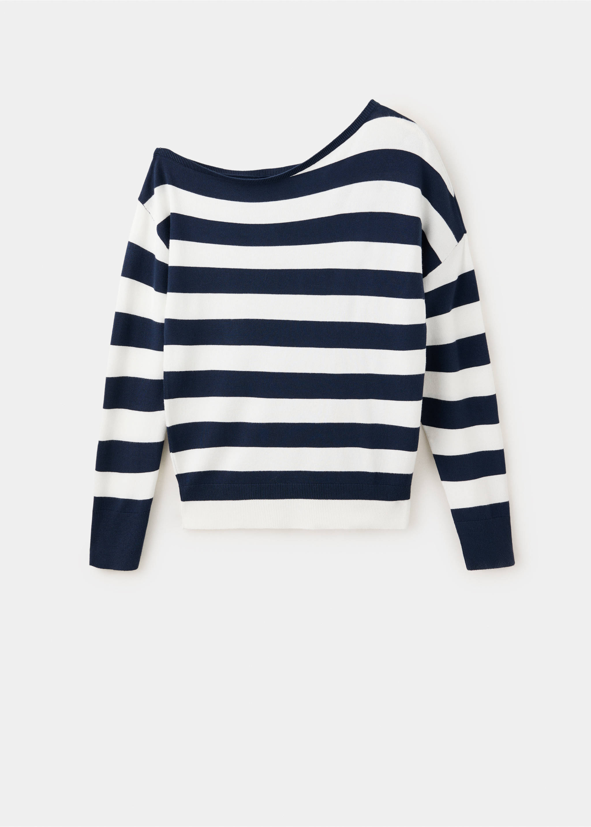 Asymmetric neckline striped jersey - Article without model, Navy. Ref: 37013298-00.
