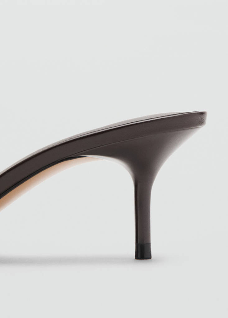 Wrinkled effect beaded heeled sandal — Chocolate