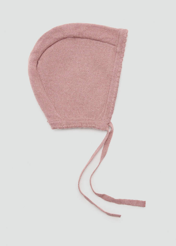 Knit bonnet with bow closure — Pink
