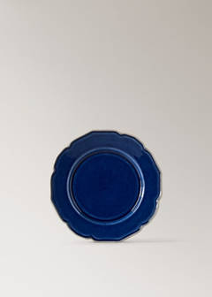 Stoneware dessert plate with wavy design — Vibrant blue 5