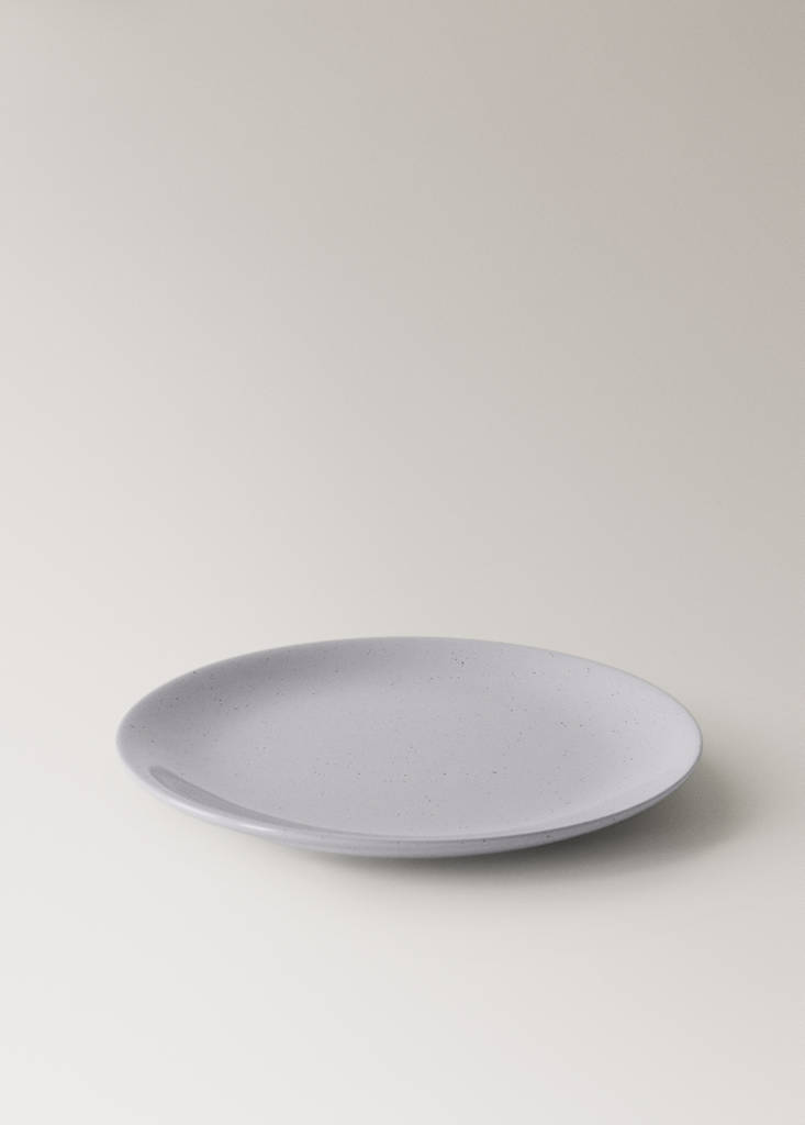 Stoneware dessert plate with spots — Blue