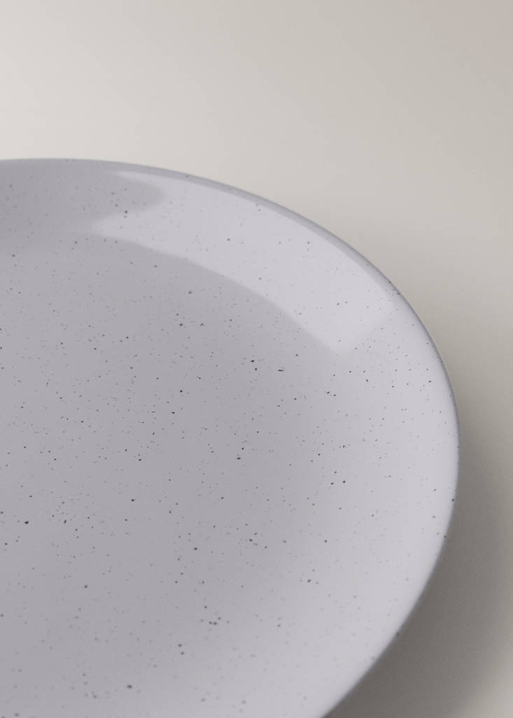 Stoneware dessert plate with spots — Blue