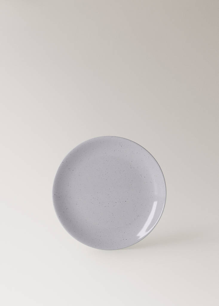 Stoneware dessert plate with spots — Blue