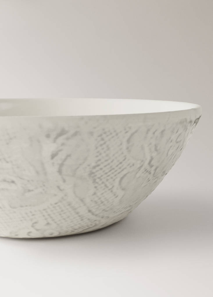 Textured gres bowl — Off White