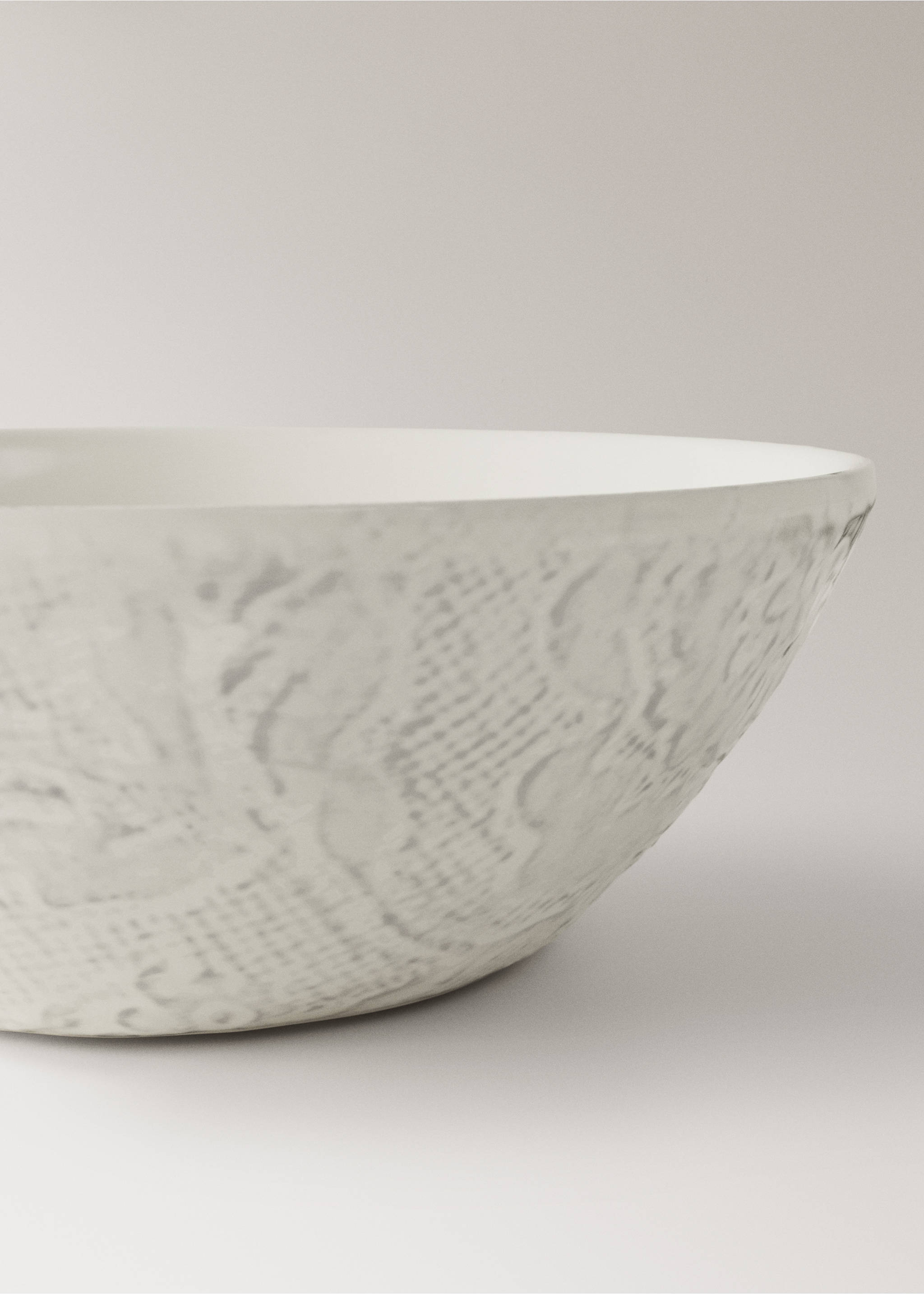 Textured gres bowl - Details of the article 2, Off White. Ref: 37013313-00.