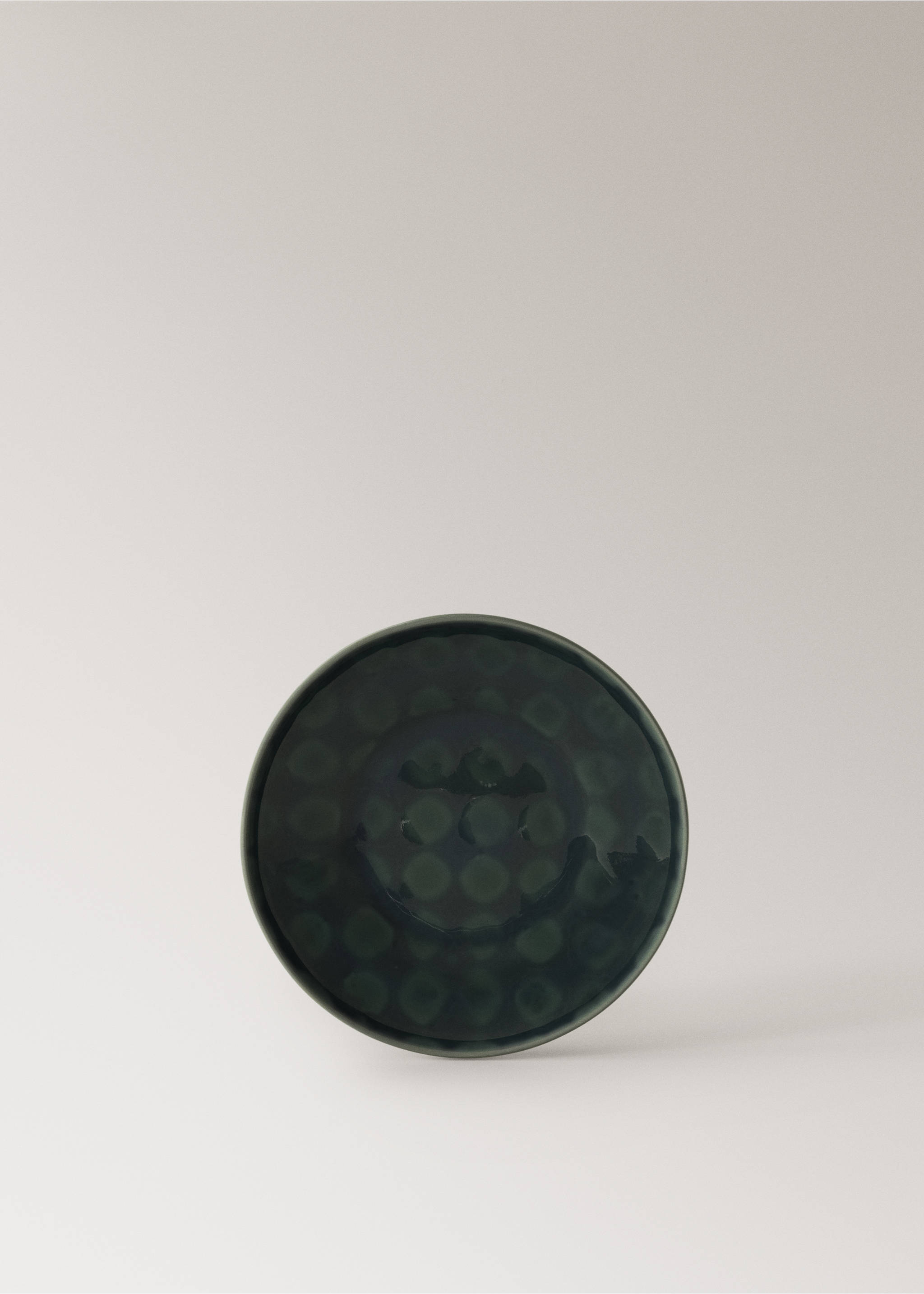 Assiette creuse en grès avec cercles - Article sans modèle, Bleu pétrole. Ref: 37013315-00.