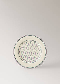 Stoneware dessert plate with hand-painted design — Petrol Blue 5