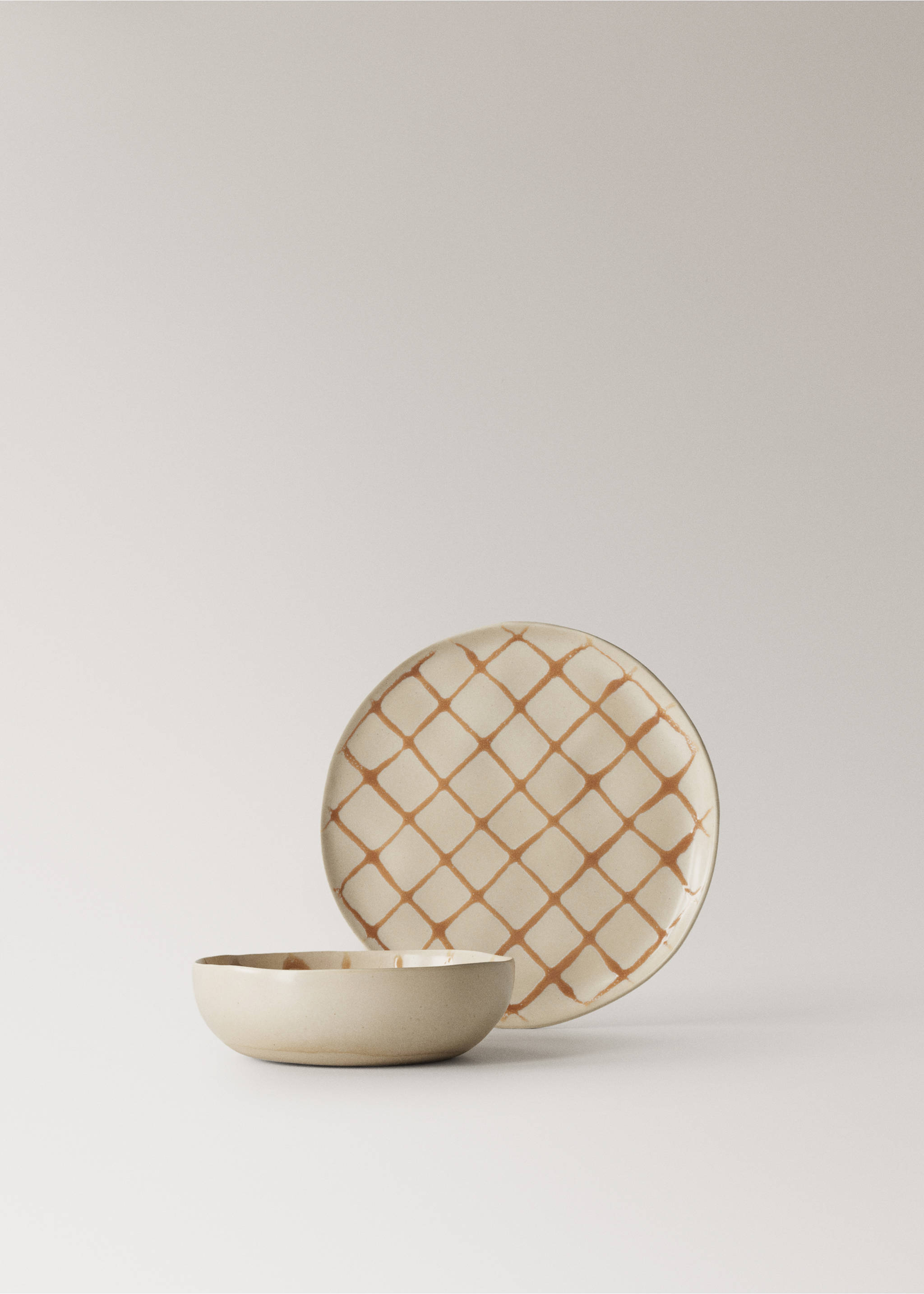 Bol en grès avec motif à carreaux - Détail de l'article 2, Curry. Ref: 37013318-00.