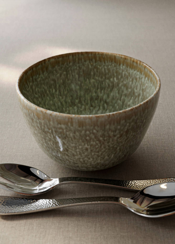 Gradient effect stoneware bowl — Forest Green