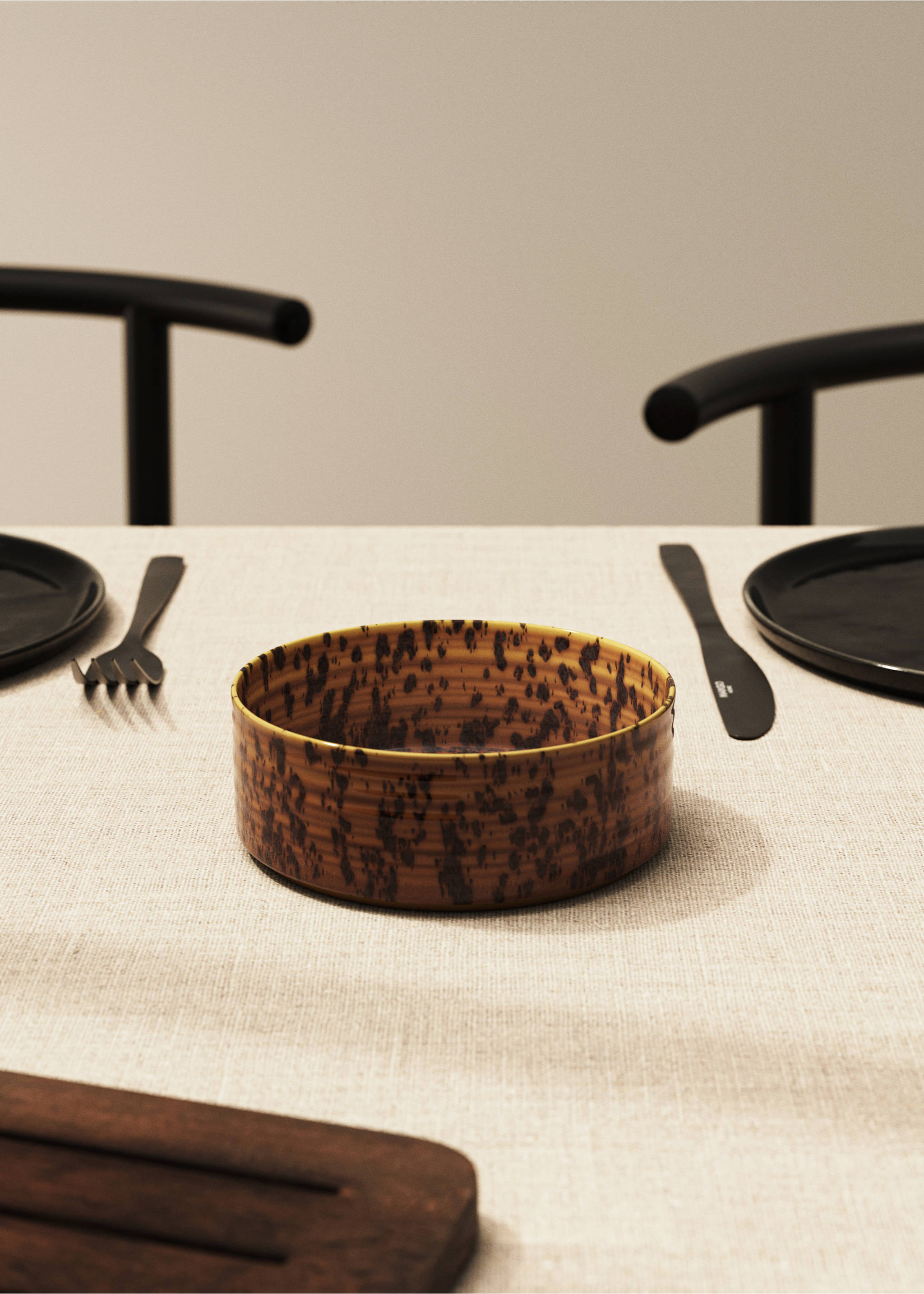 Small reactive stoneware bowl - General plane, Brown. Ref: 37013322-00.