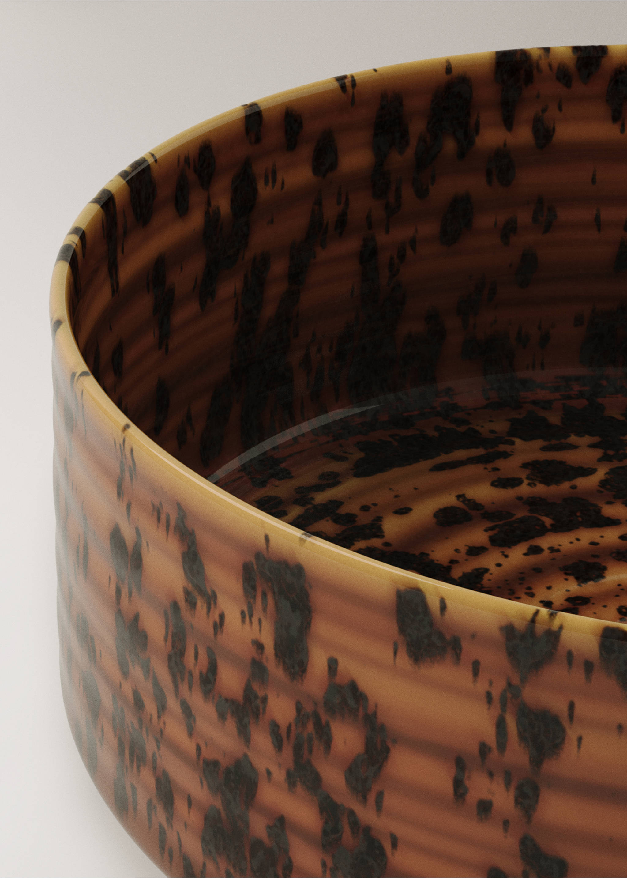 Small reactive stoneware bowl - Details of the article 3, Brown. Ref: 37013322-00.