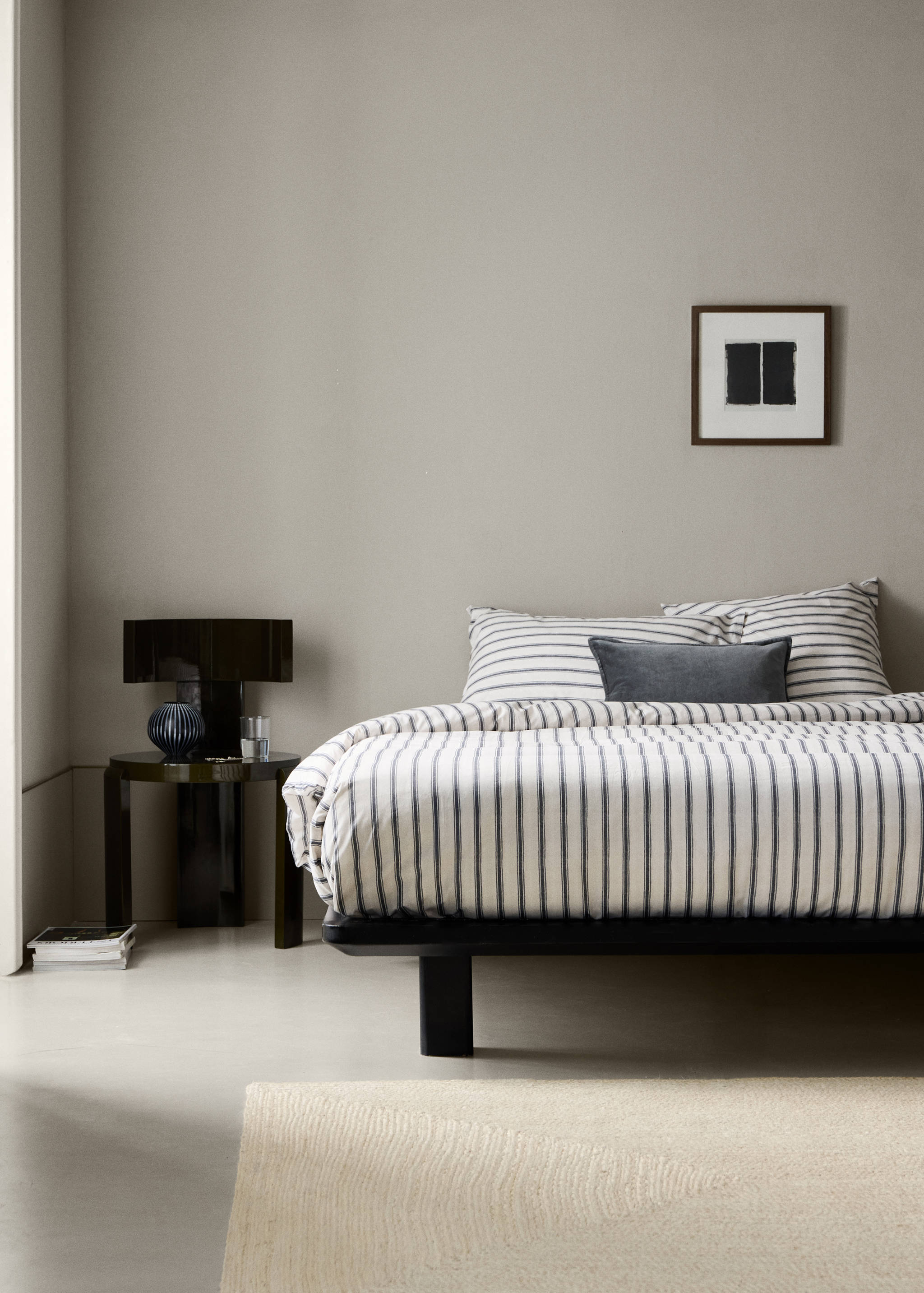 Percale cotton duvet cover 200 thread count striped print for 135/140 cm bed - General plane