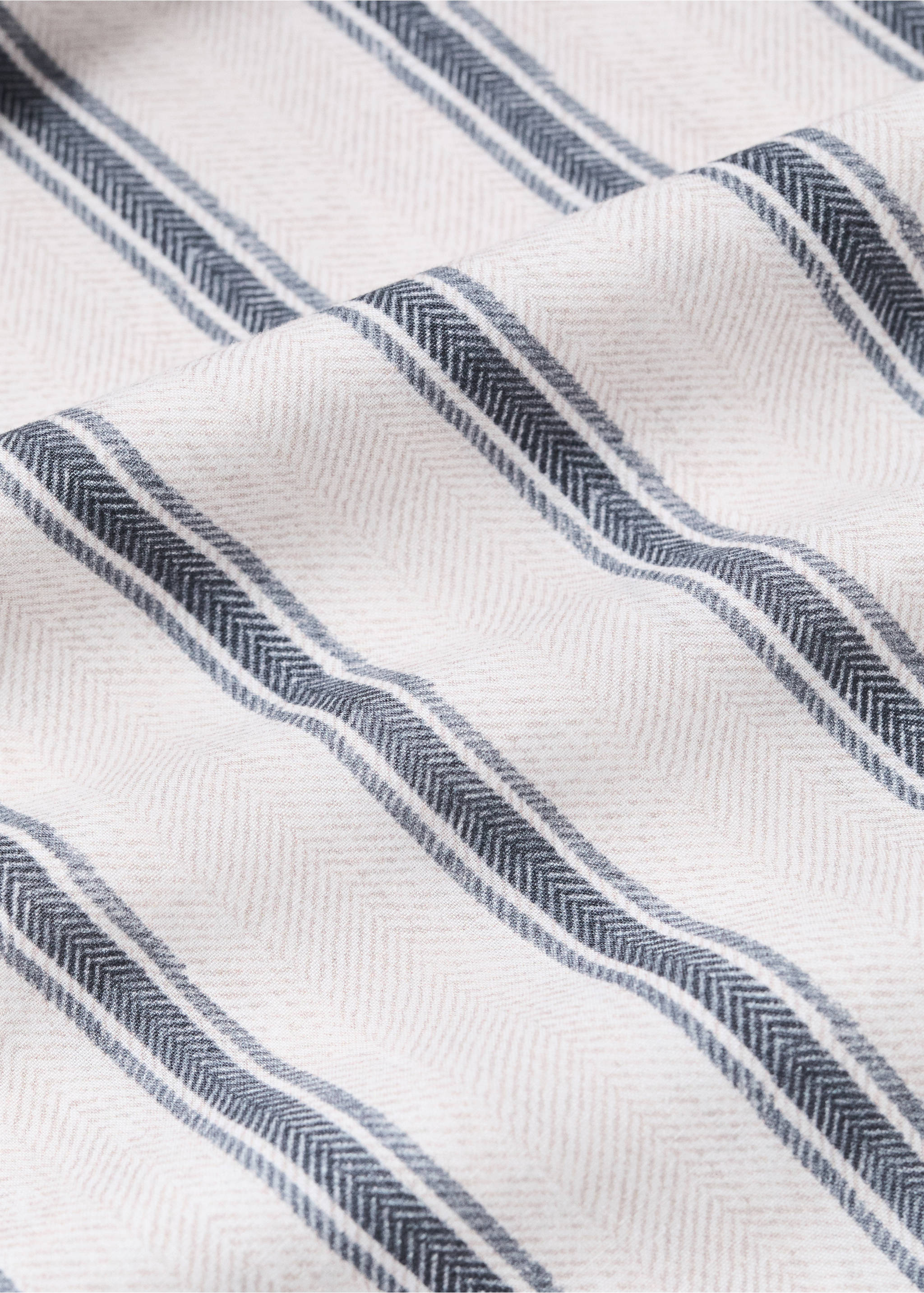 Percale cotton duvet cover 200 thread count striped print for 135/140 cm bed - Details of the article 1, Ecru. Ref: 37013323-00.