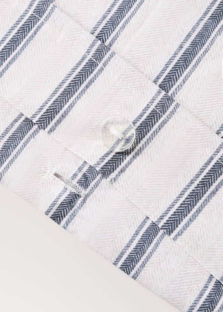 Percale cotton duvet cover 200 thread count striped print for 135/140 cm bed — Ecru