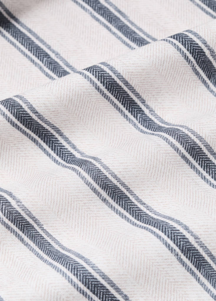 Percale cotton duvet cover 200 thread count striped print for 180/200 cm bed — Ecru