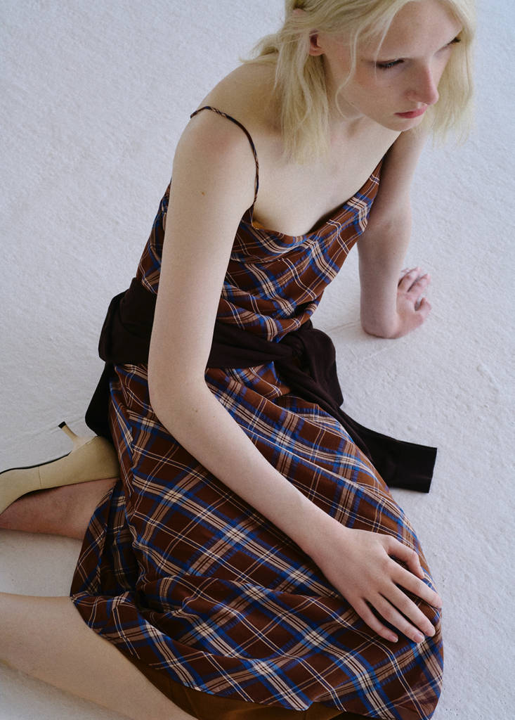 Cross-Back Checkered Dress