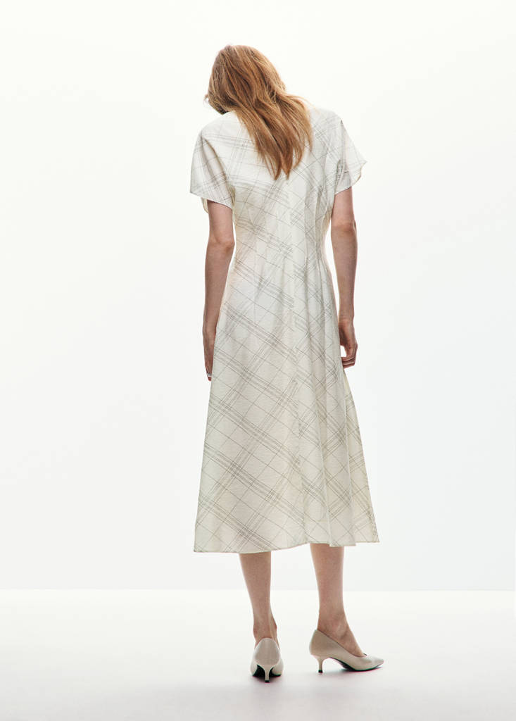 Ruched V-neck dress — White