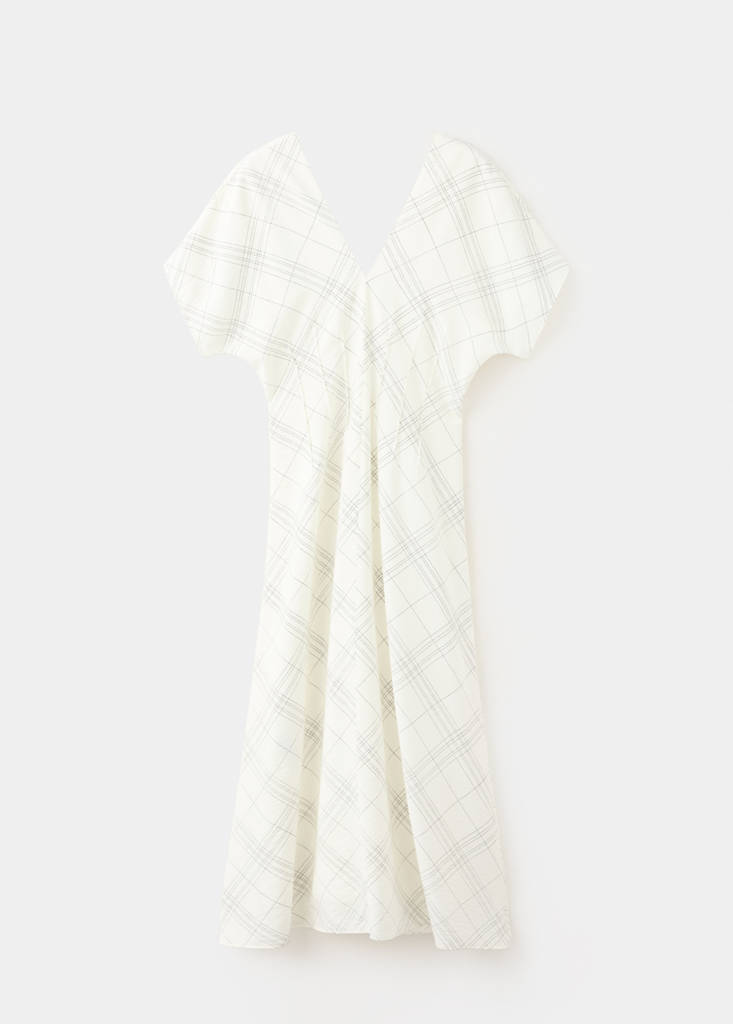 Ruched V-neck dress — White