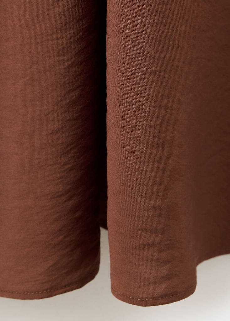 Ruched V-neck dress — Chocolate