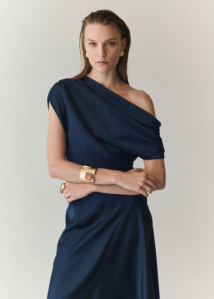 Asymmetrical satin dress