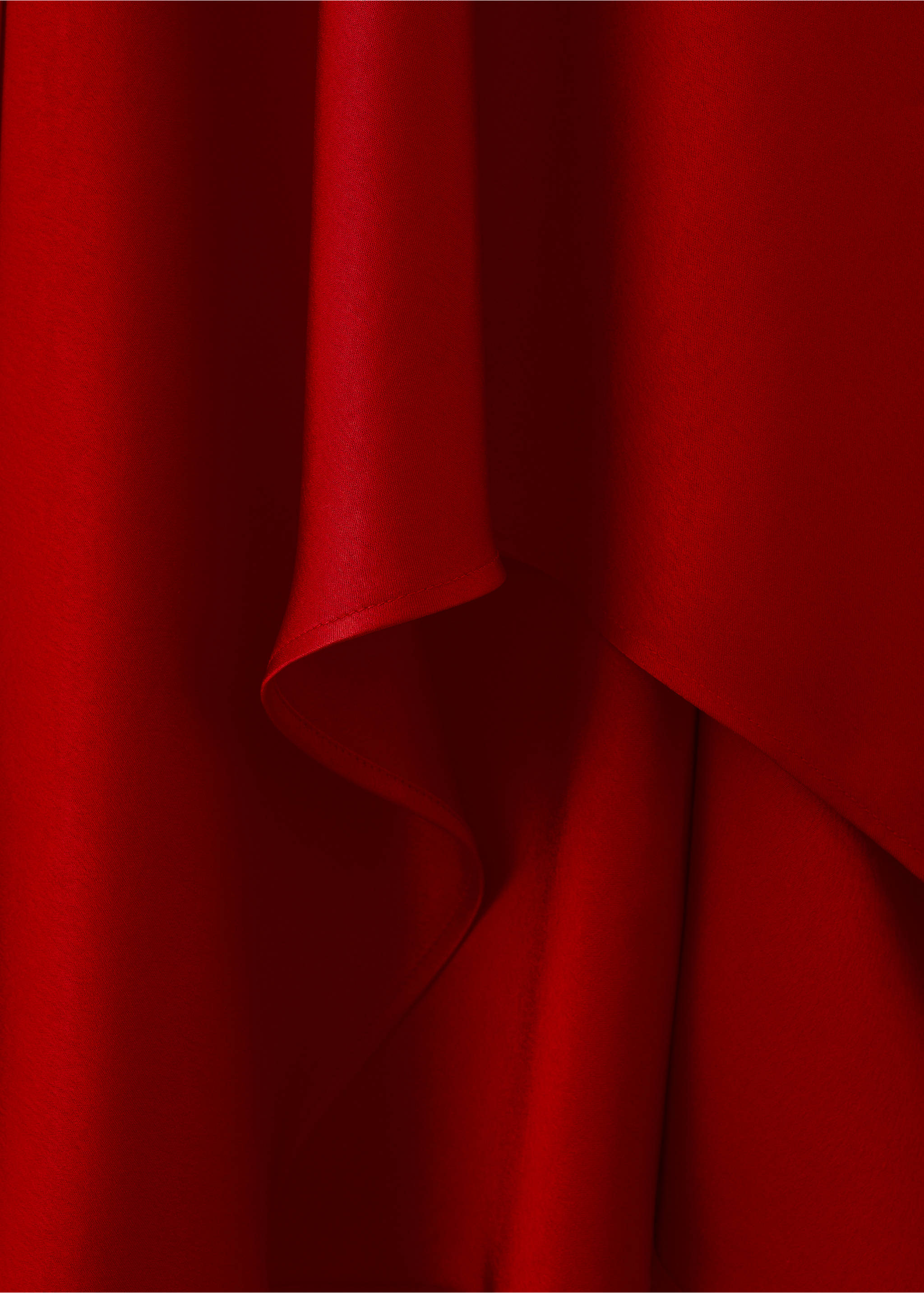 Asymmetrical satin dress - Details of the article 0, Red. Ref: 37013869-00.