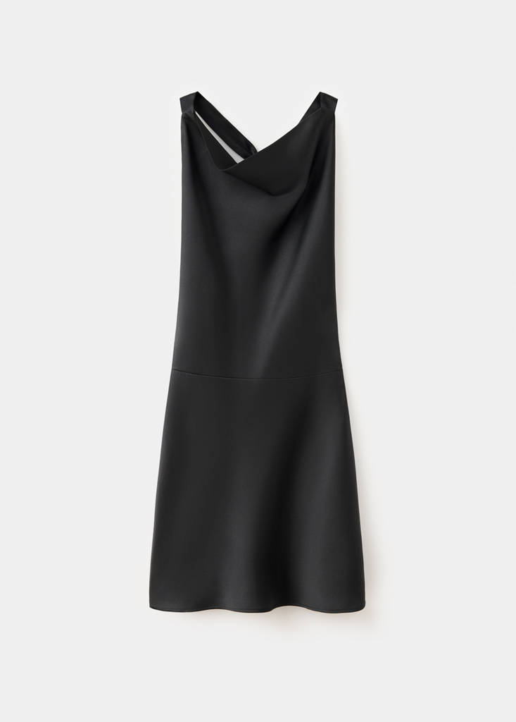 Draped neck satin dress - thumbnail 4